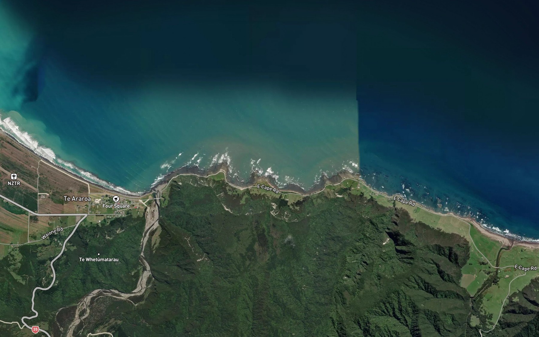 Satellite map of the Paengaroa Bay
