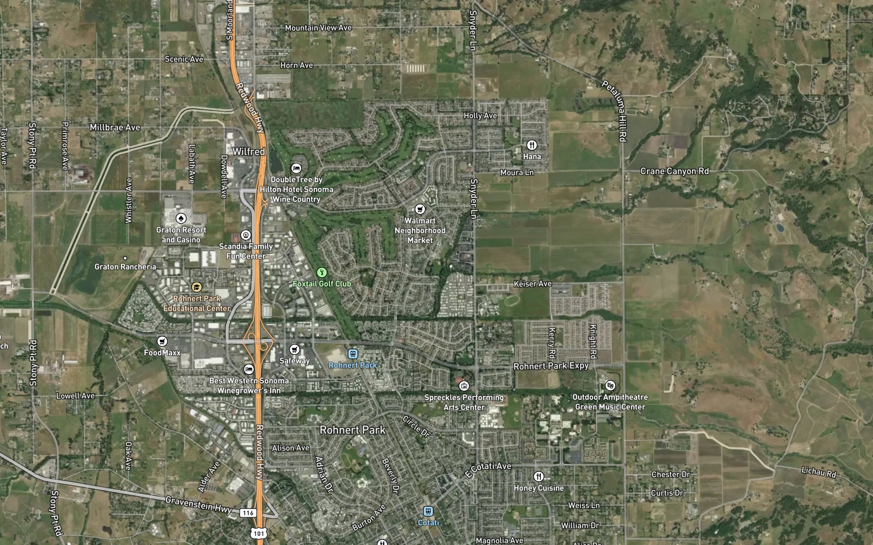 Satellite map of the Crane Creek