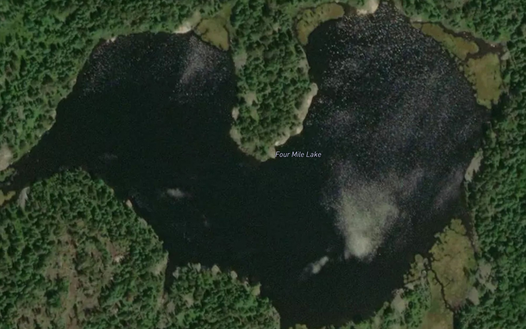 Satellite map of the Four Mile Lake