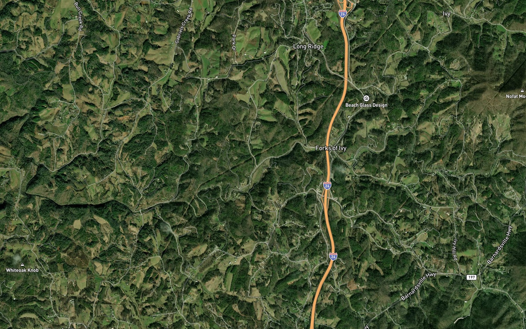 Satellite map of the Adkins Branch