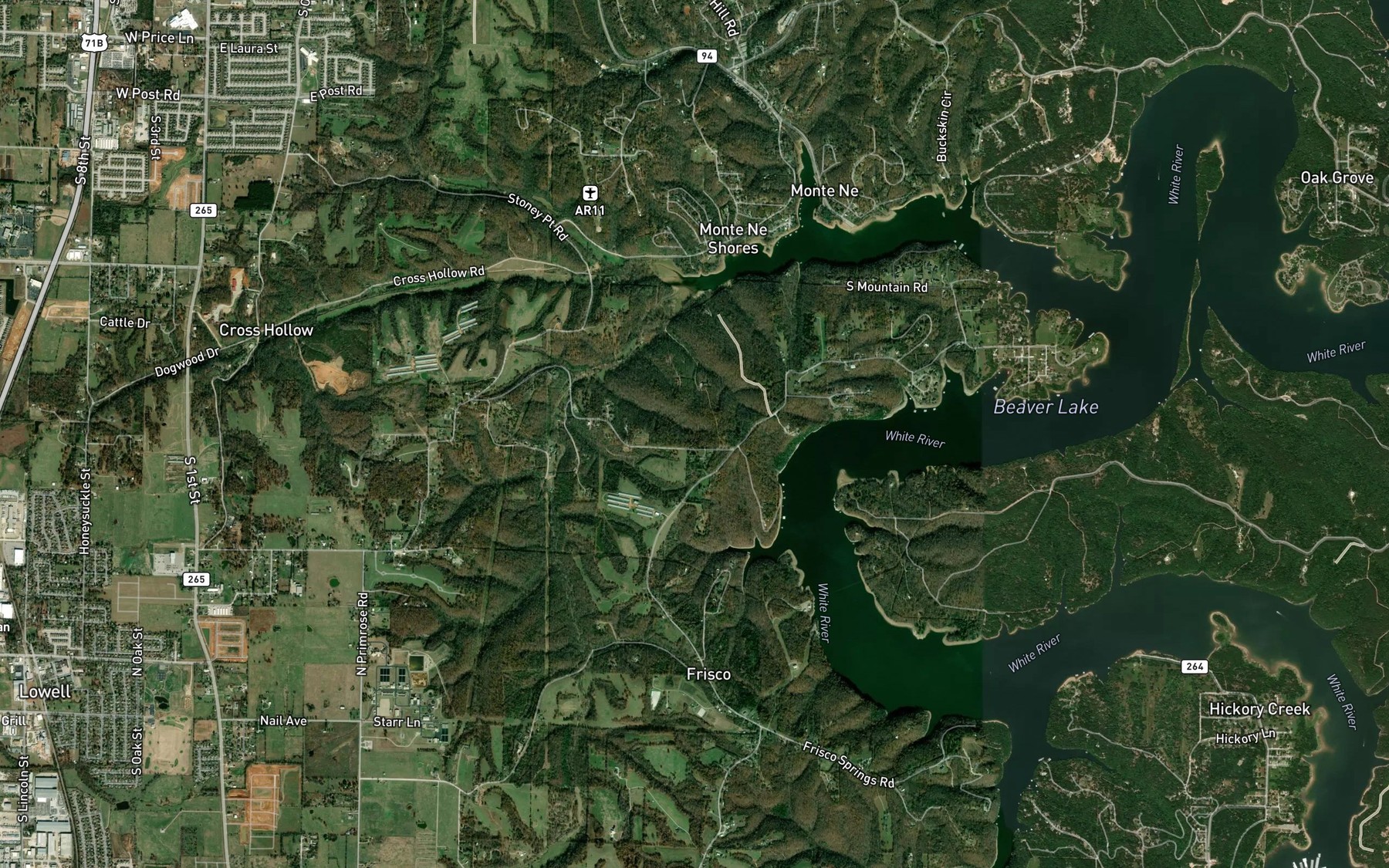 Satellite map of the Frisco Springs