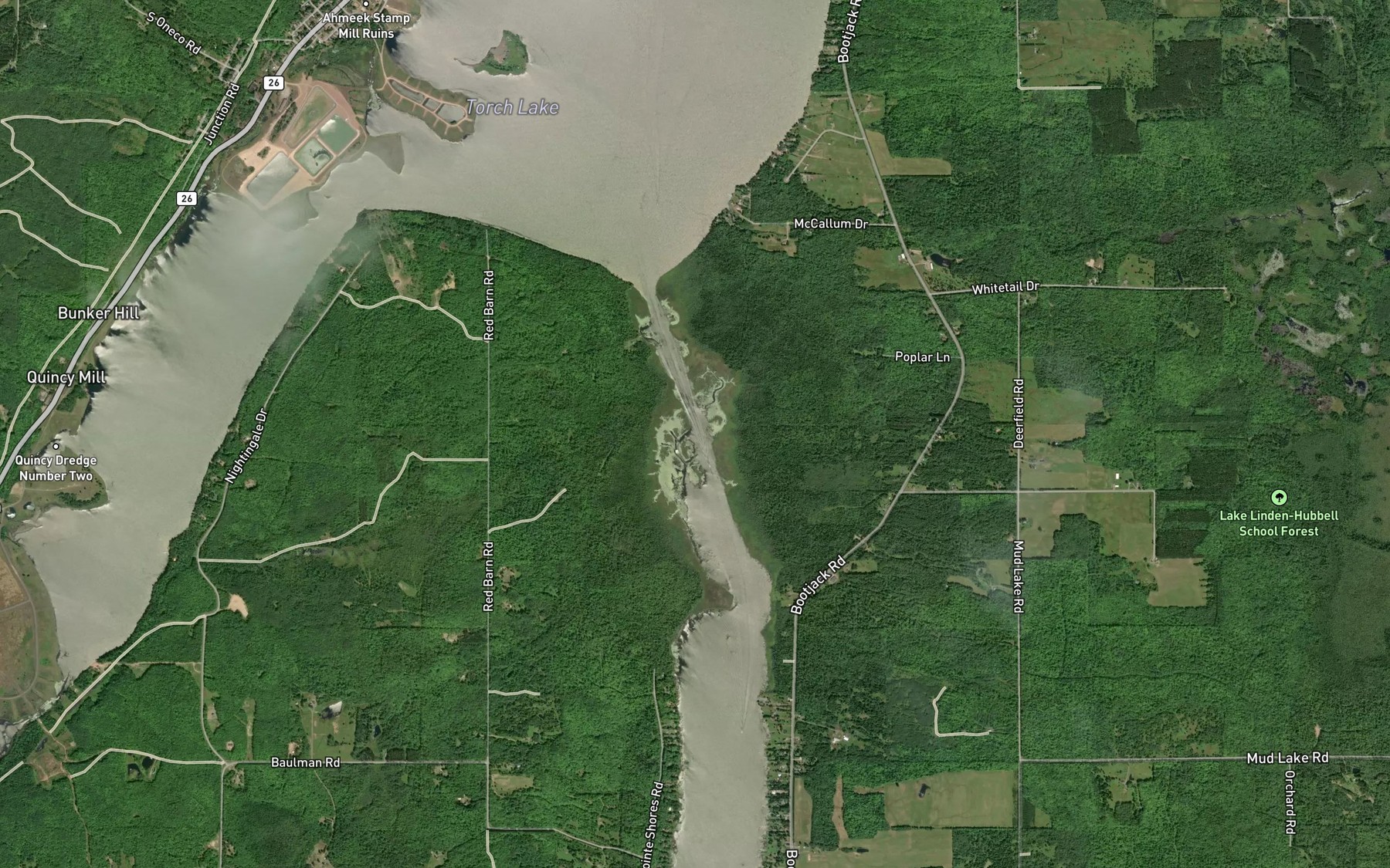 Satellite map of the Torch Lake
