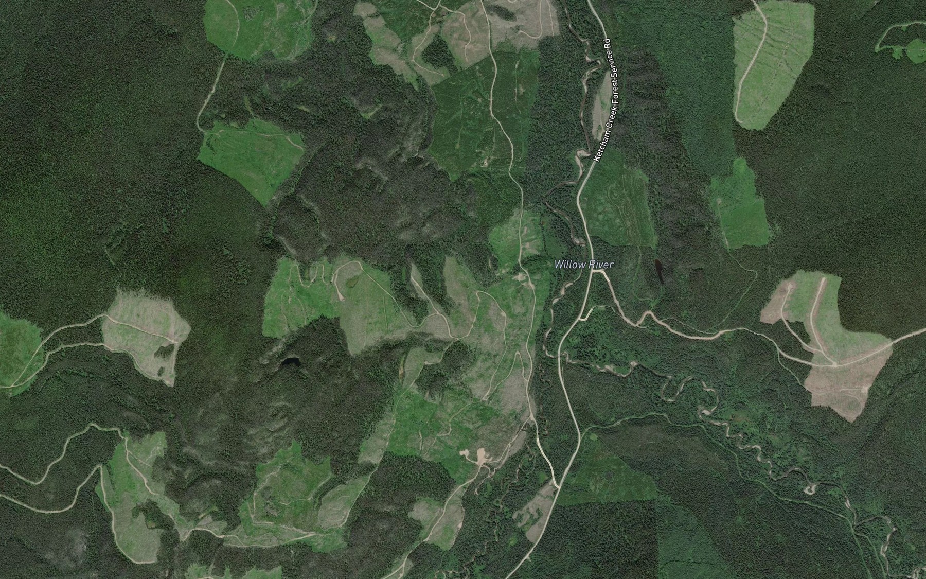 Satellite map of the Tregillus Creek