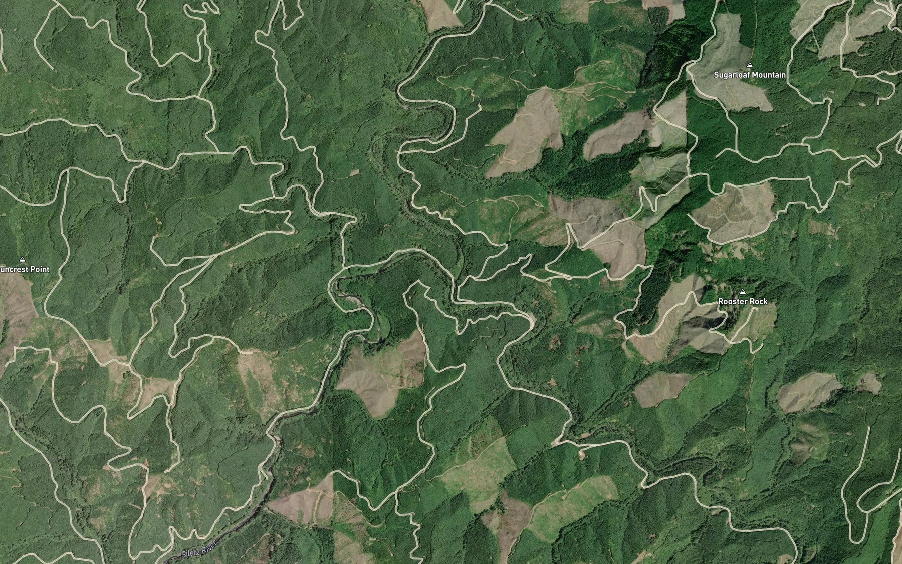 Satellite map of the North Fork Siletz River