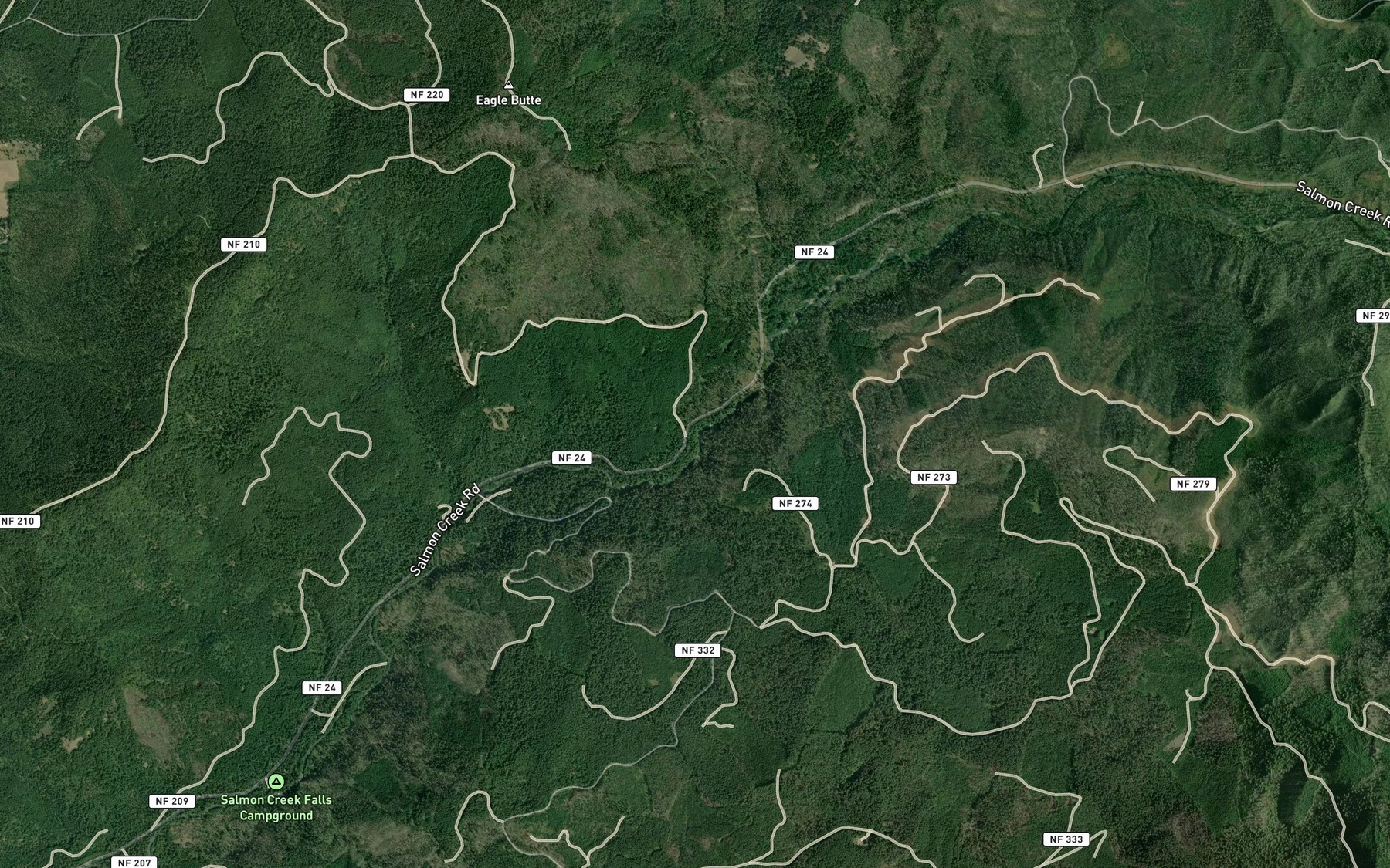 Satellite map of the Polallie Creek