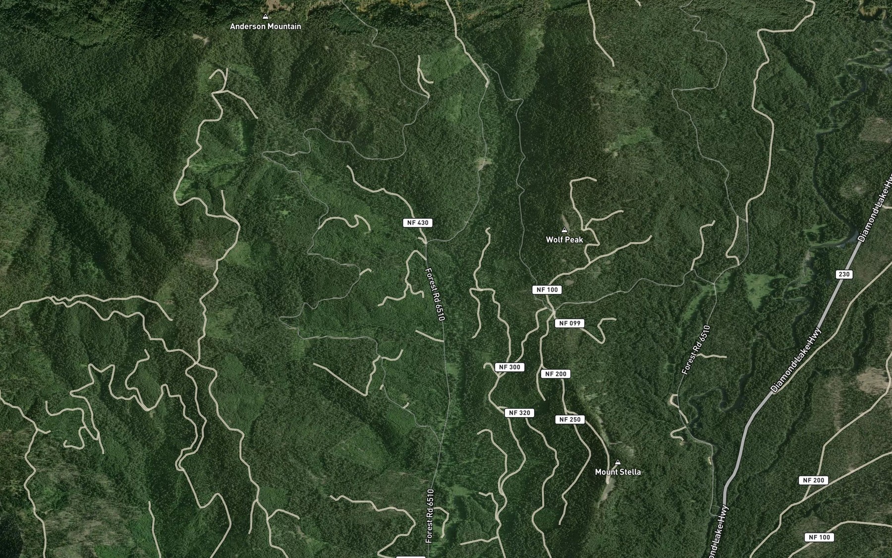 Satellite map of the Travail Creek