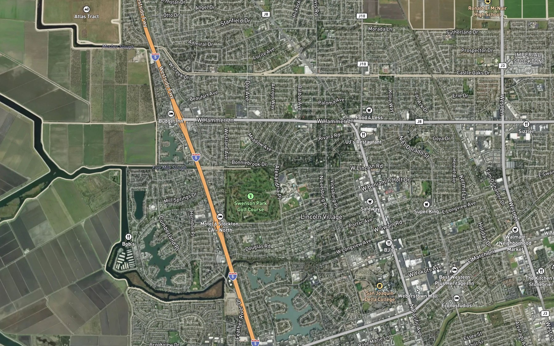 Satellite map of the Fivemile Creek