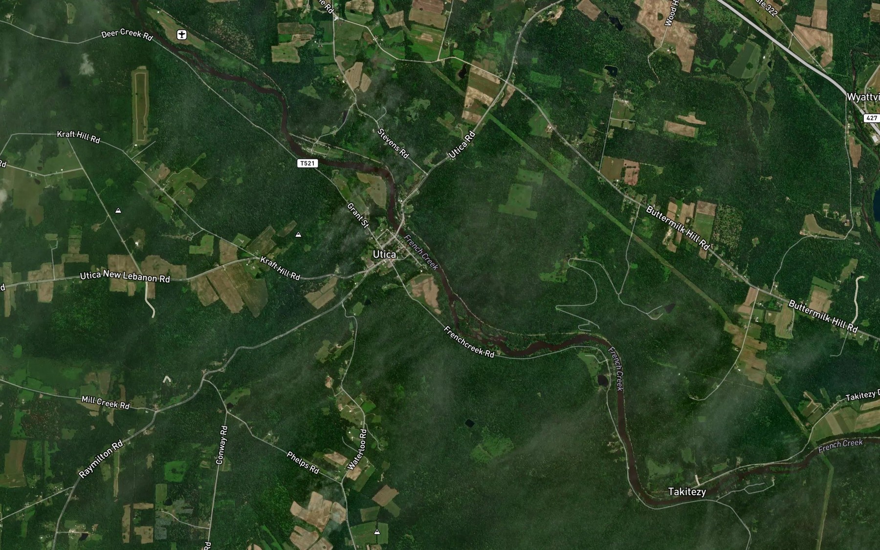 Satellite map of the Mill Creek