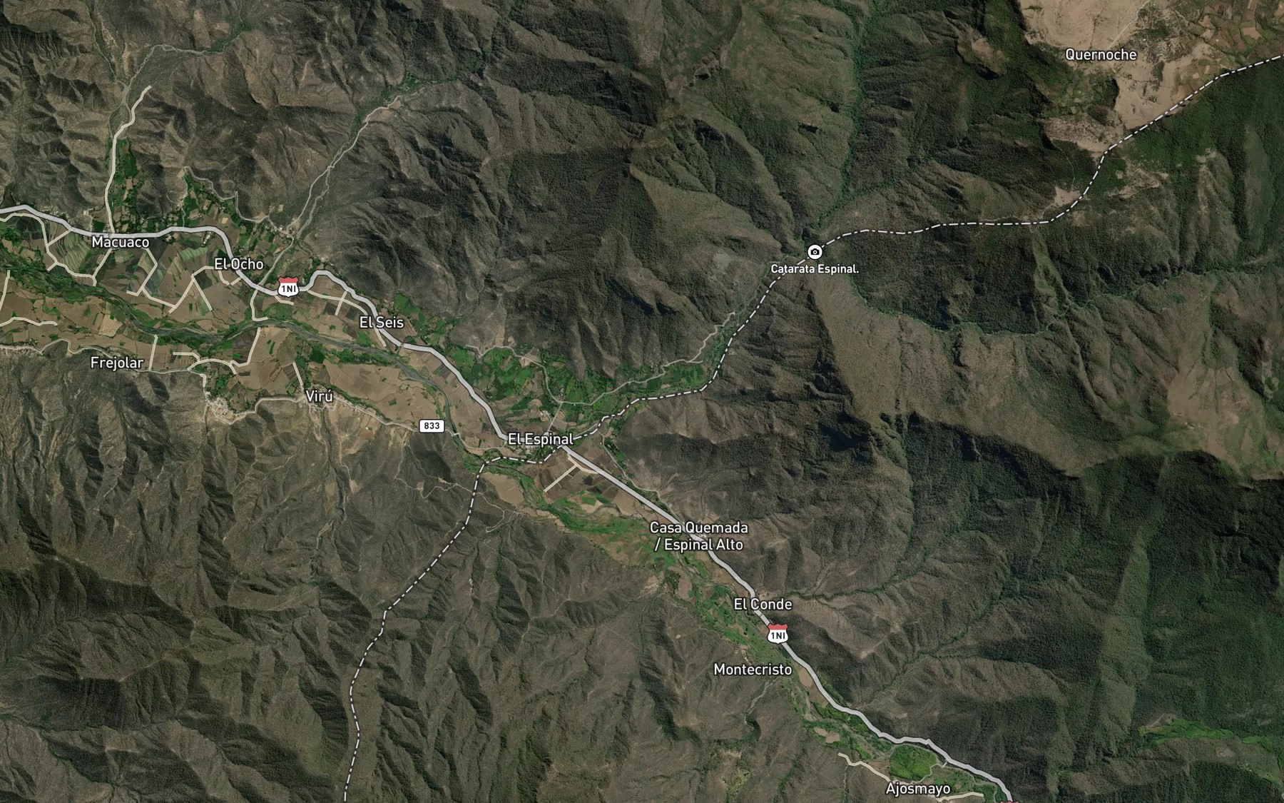 Satellite map of the Quebrada La Carcel