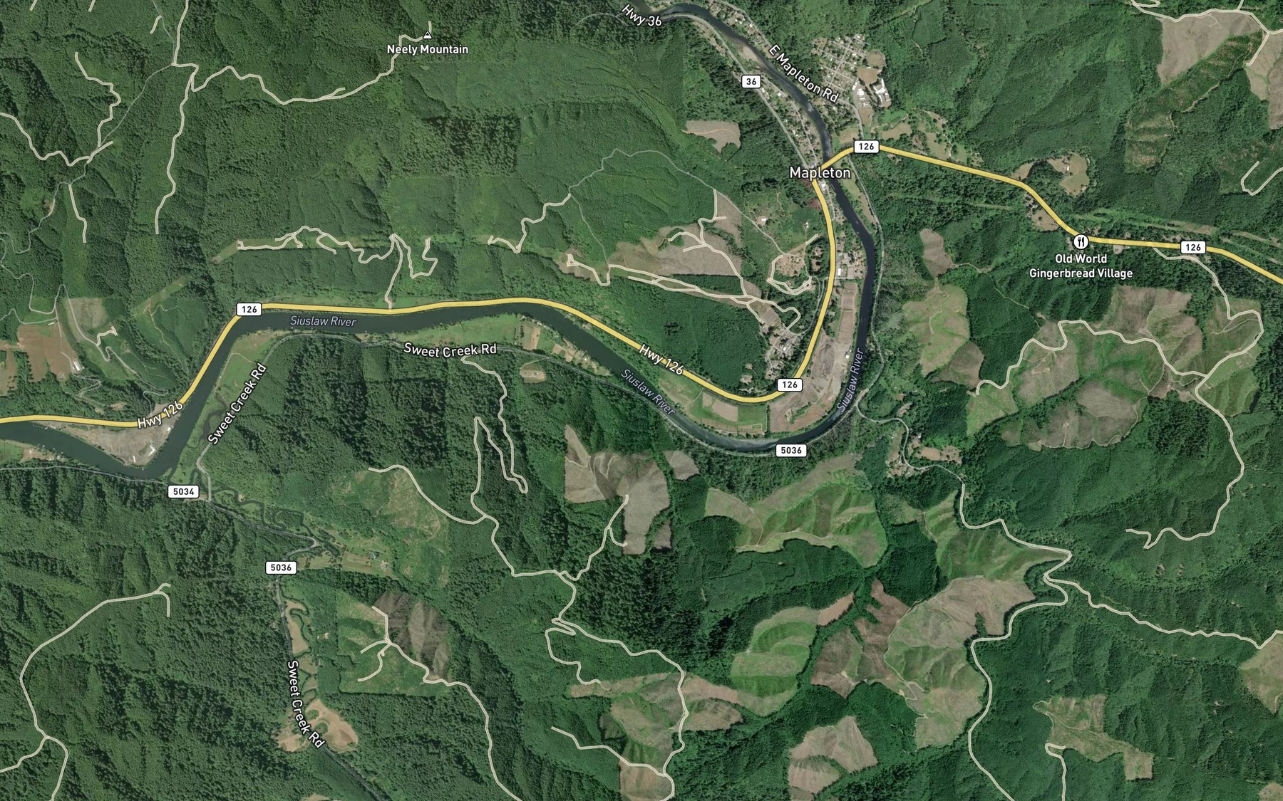 Satellite map of the Martin Creek