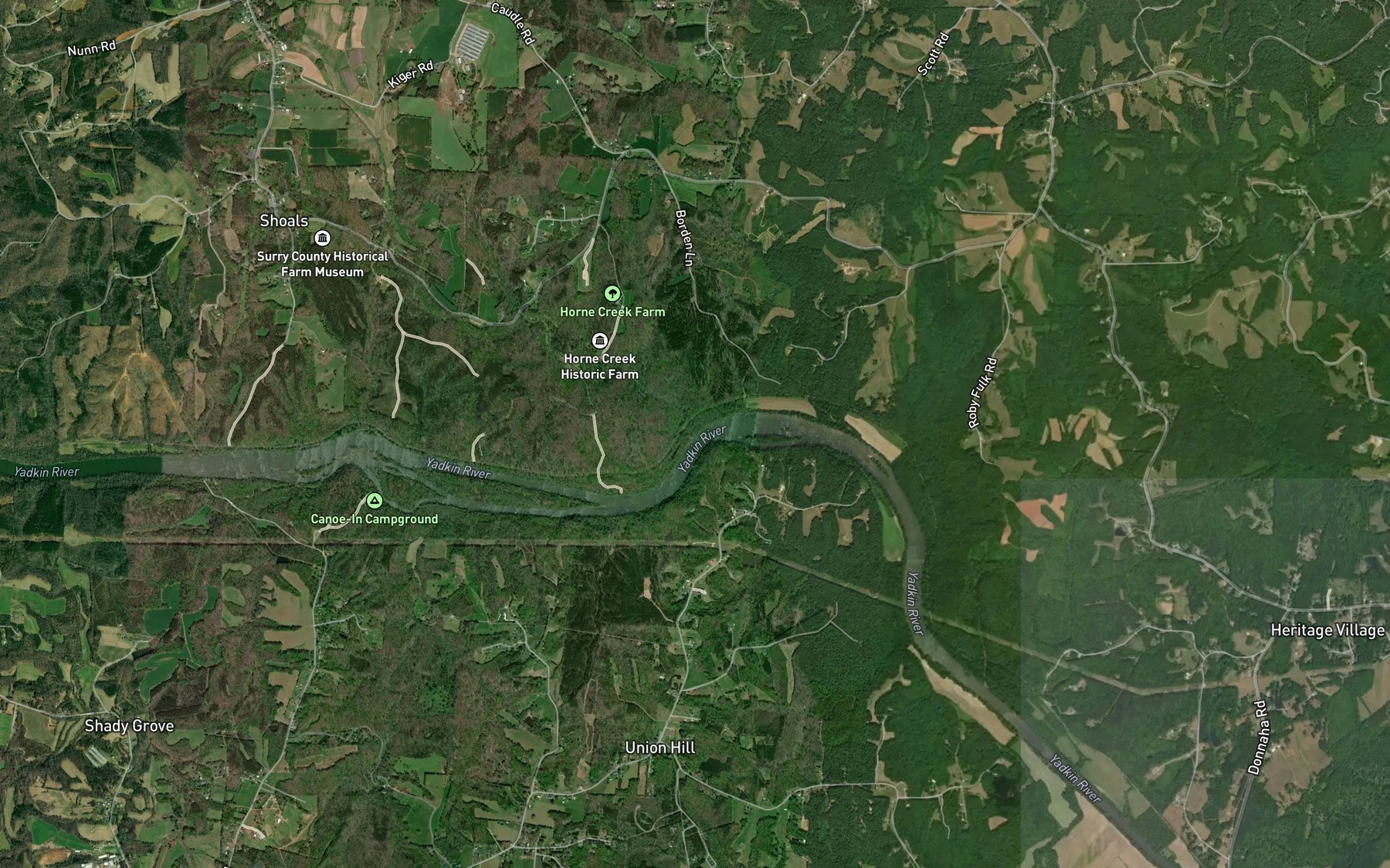 Satellite map of the Horne Creek