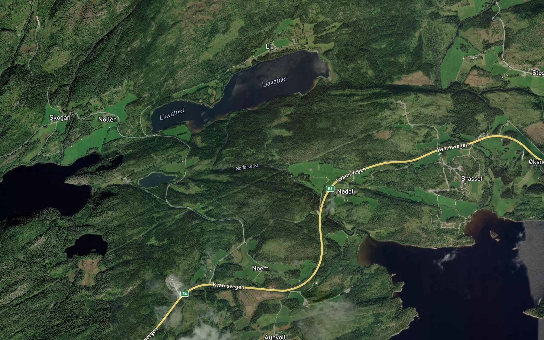 Satellite map of the Nodalselva