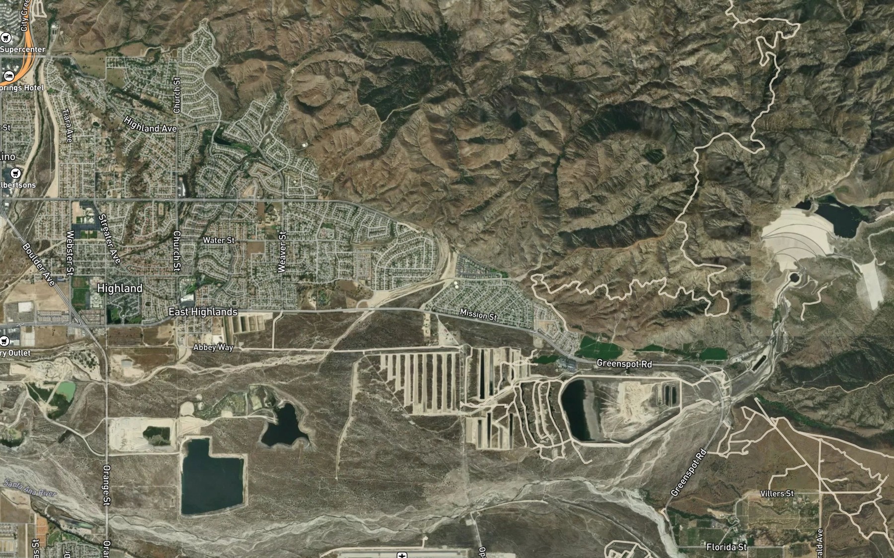 Satellite map of the Oak Creek