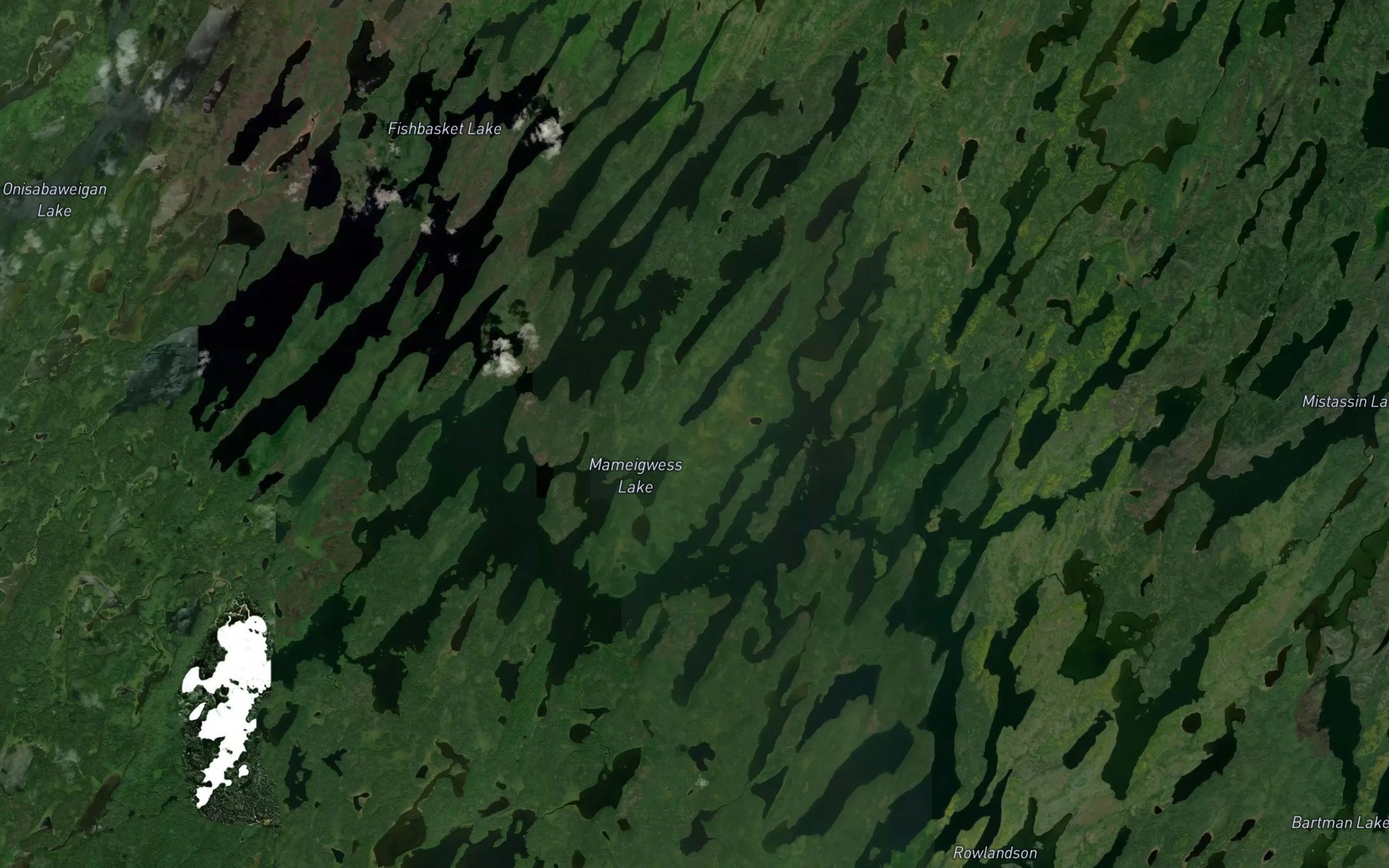 Satellite map of the Mameigwess Lake