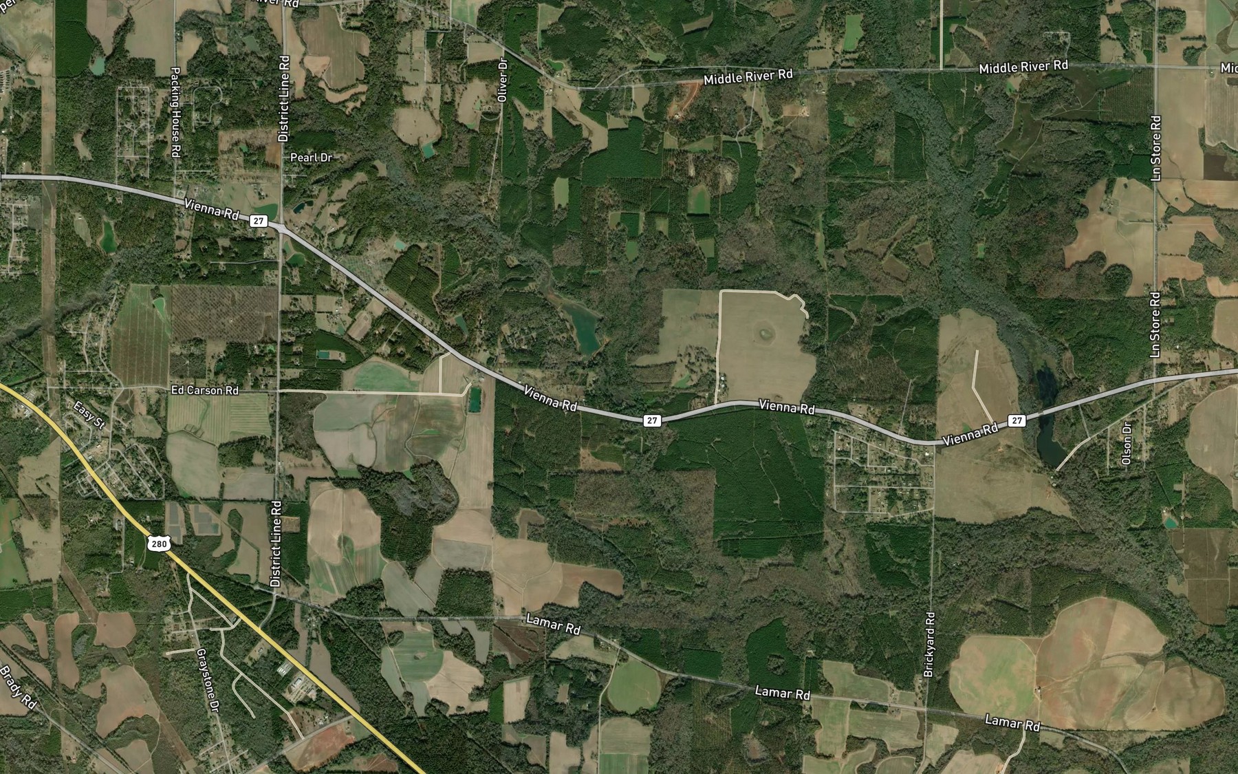 Satellite map of the Shipp Lake