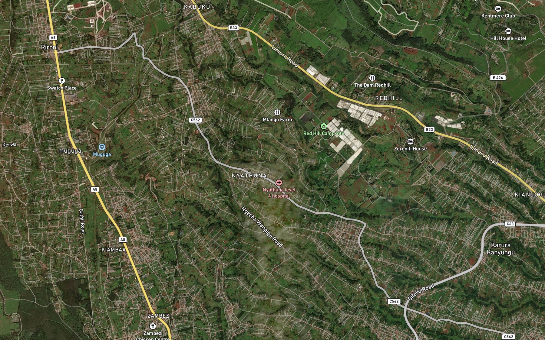 Satellite map of the Nyathuna