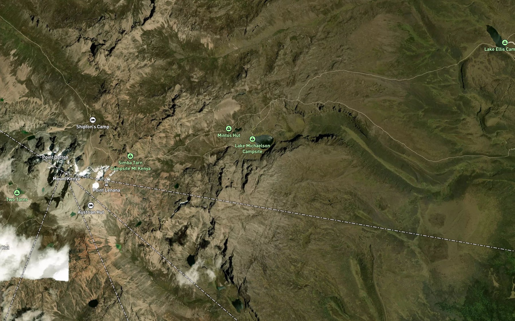 Satellite map of the Hall Tarns