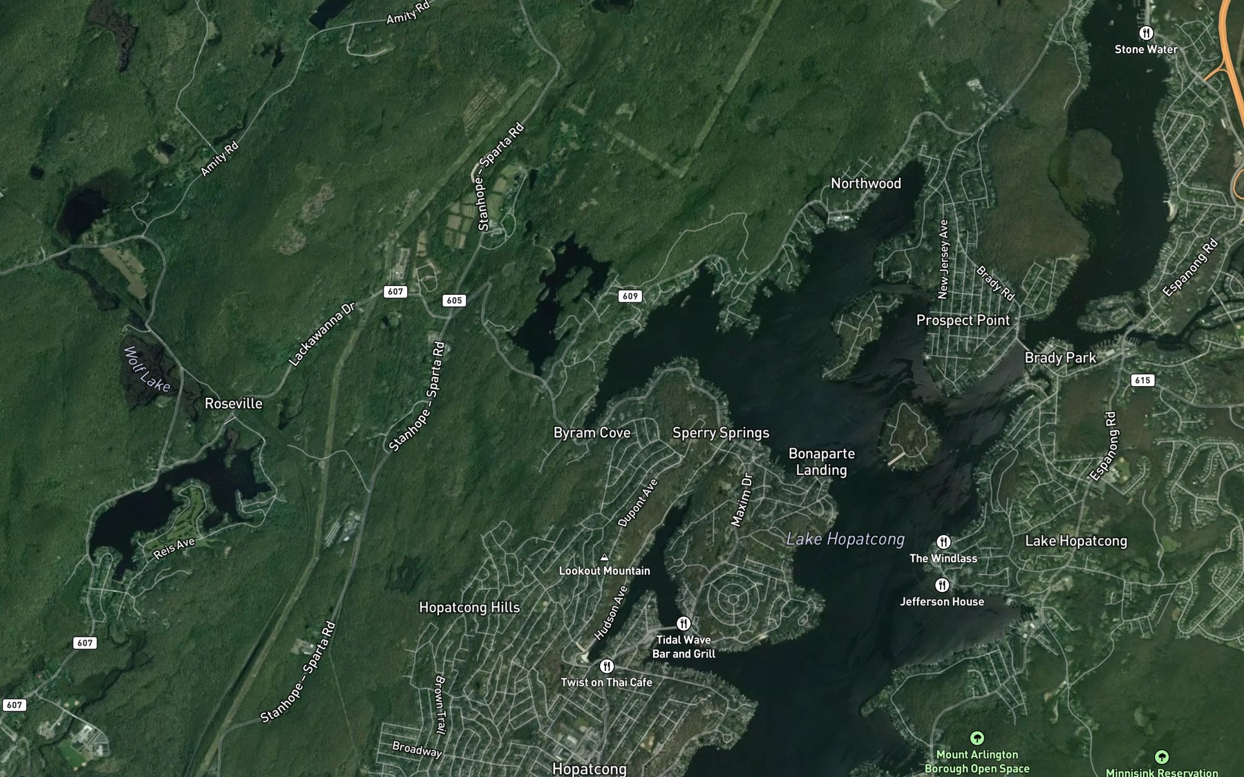 Satellite map of the Byram Cove