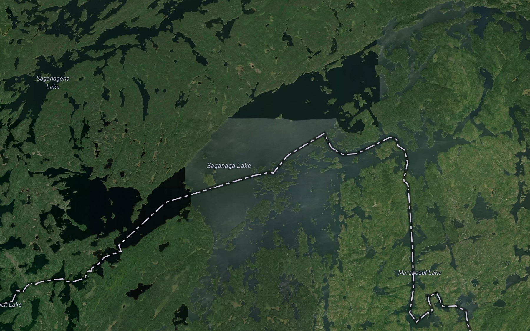 Satellite map of the Saganaga Lake