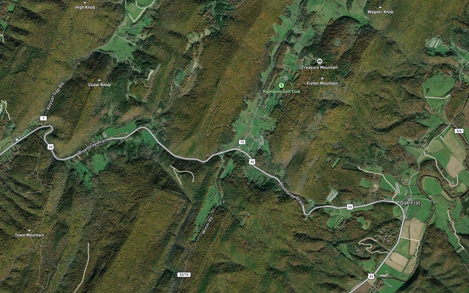 Satellite map of the Allen Eye Spring
