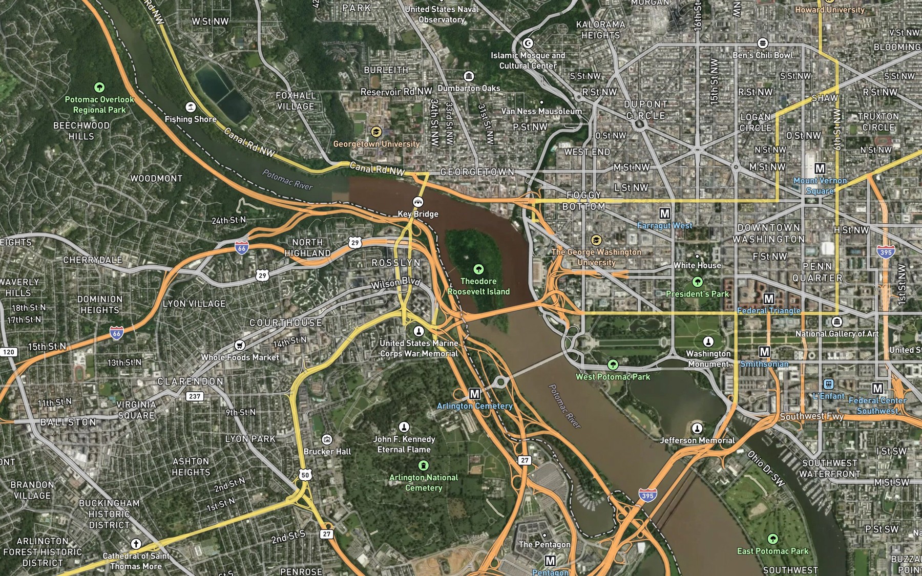 Satellite map of the Little River