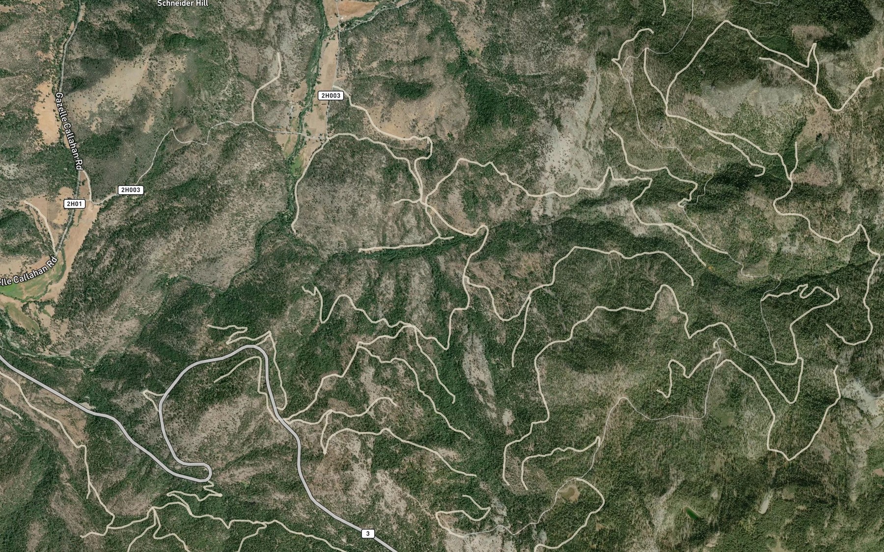Satellite map of the Little Carmen Creek