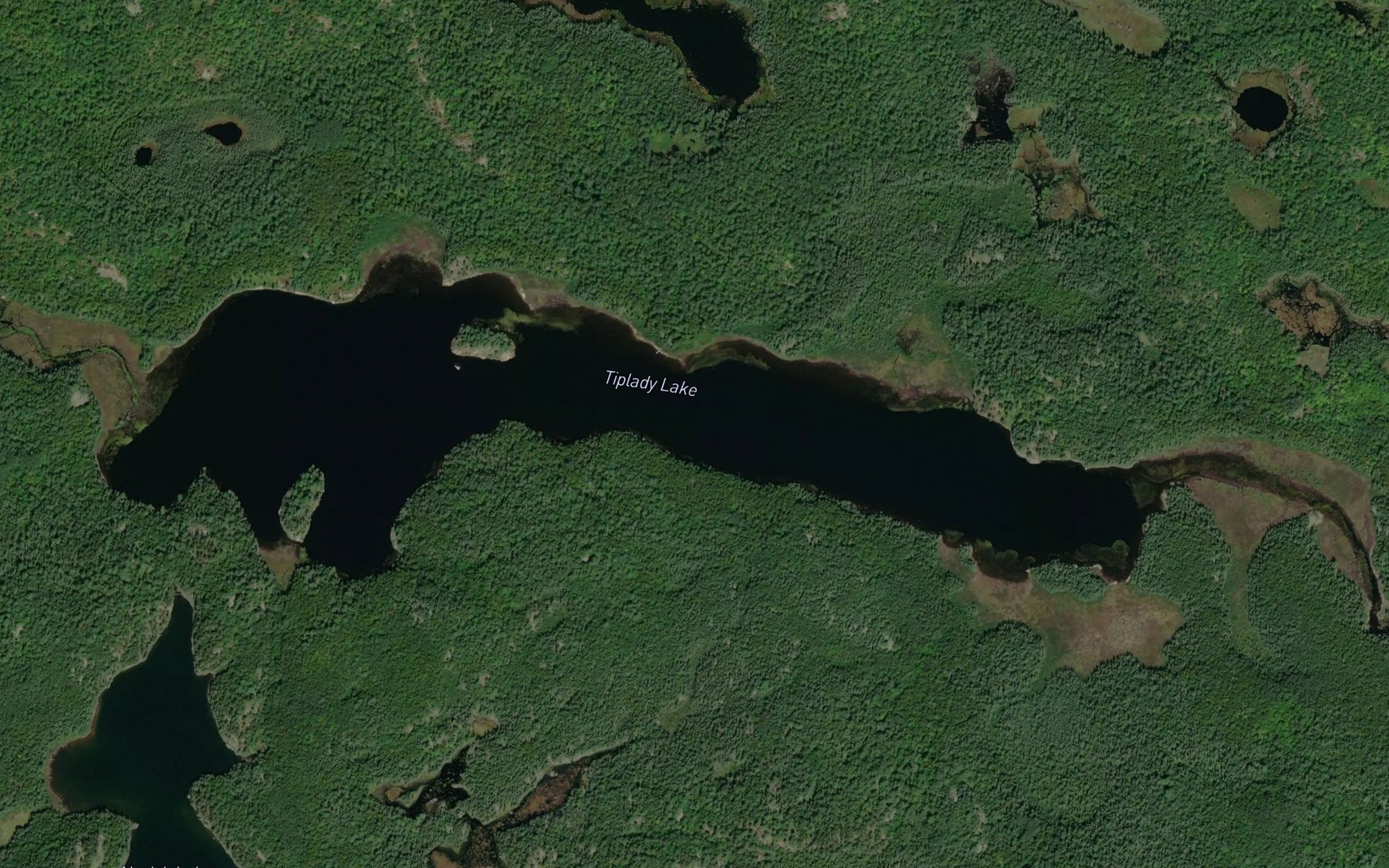 Satellite map of the Tiplady Lake