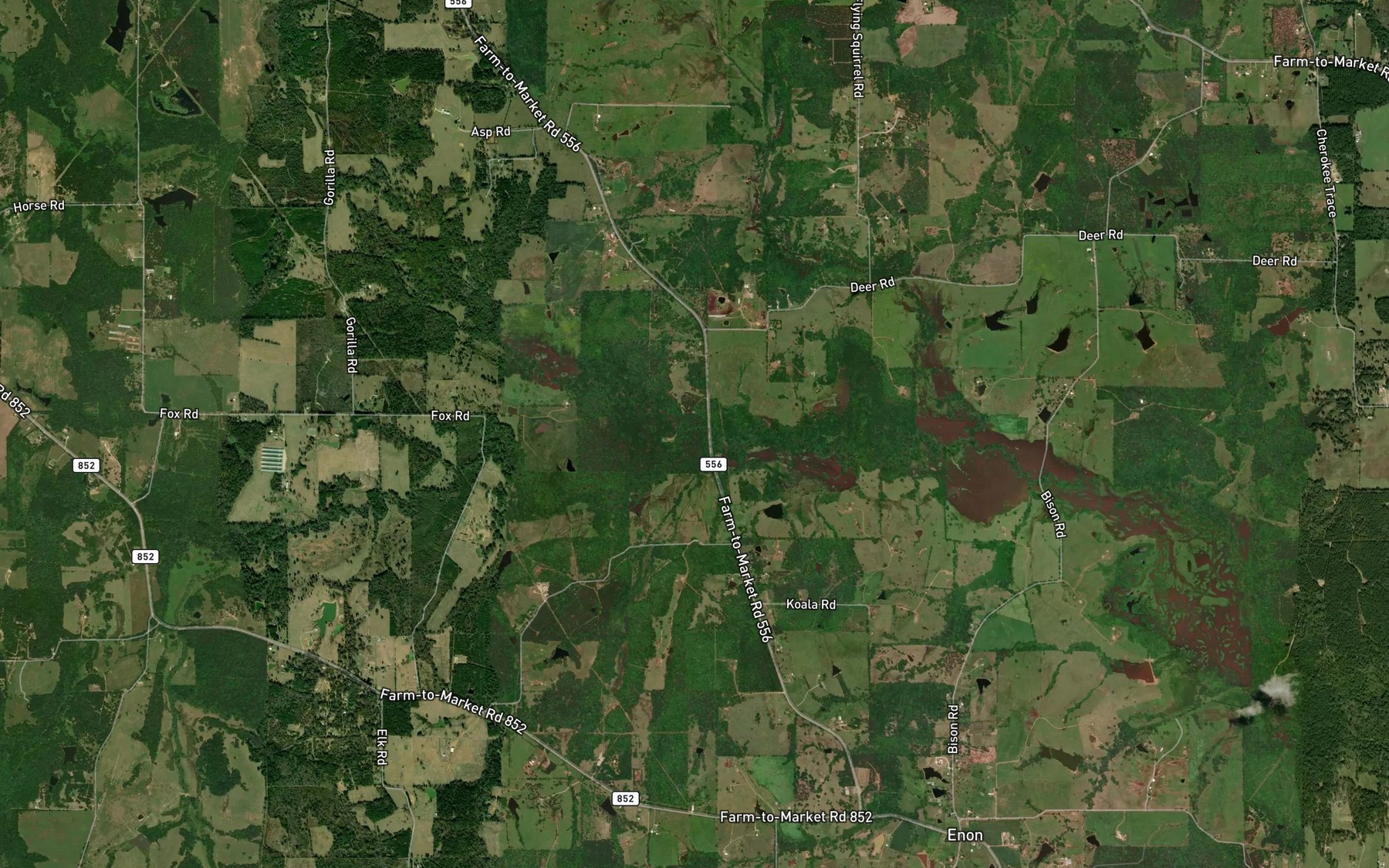 Satellite map of the Caney Creek