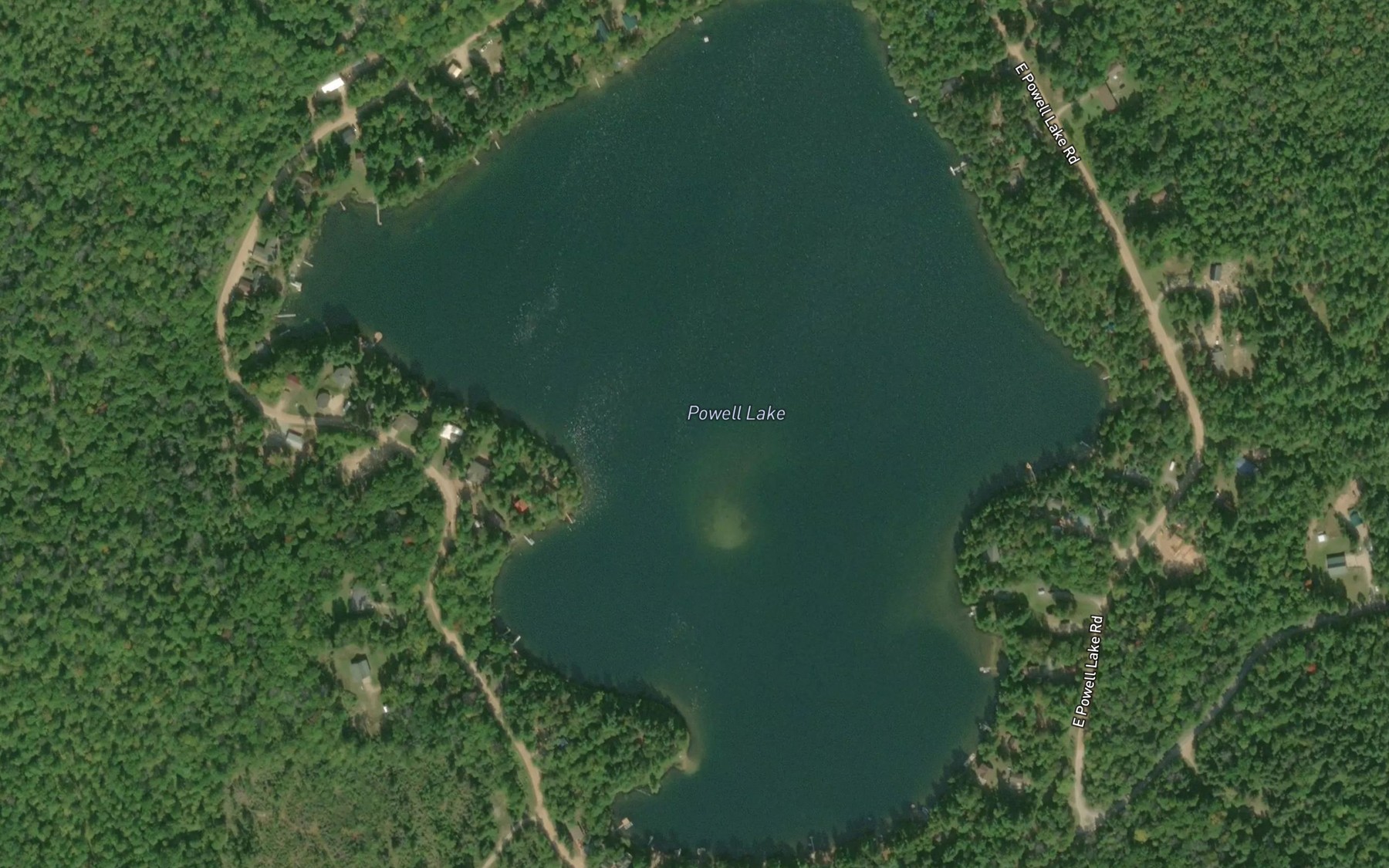 Satellite map of the Powell Lake