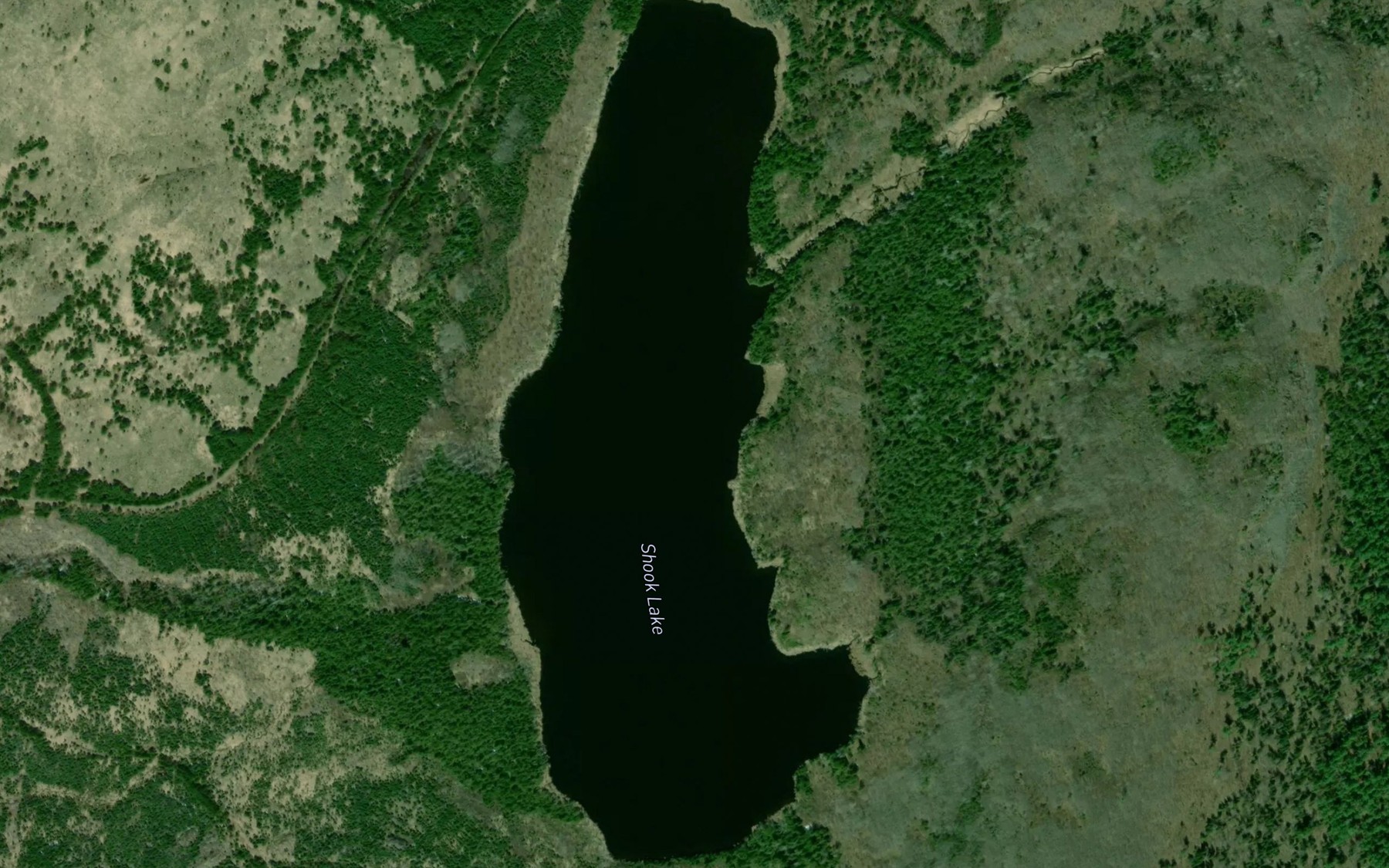 Satellite map of the Shook Lake