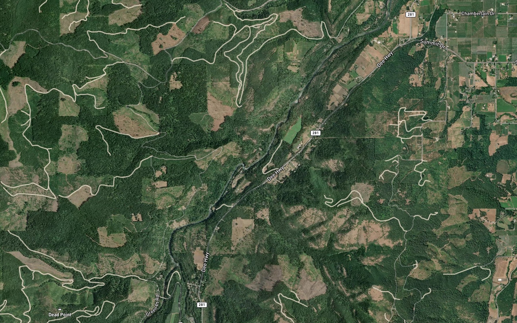 Satellite map of the Collins Creek