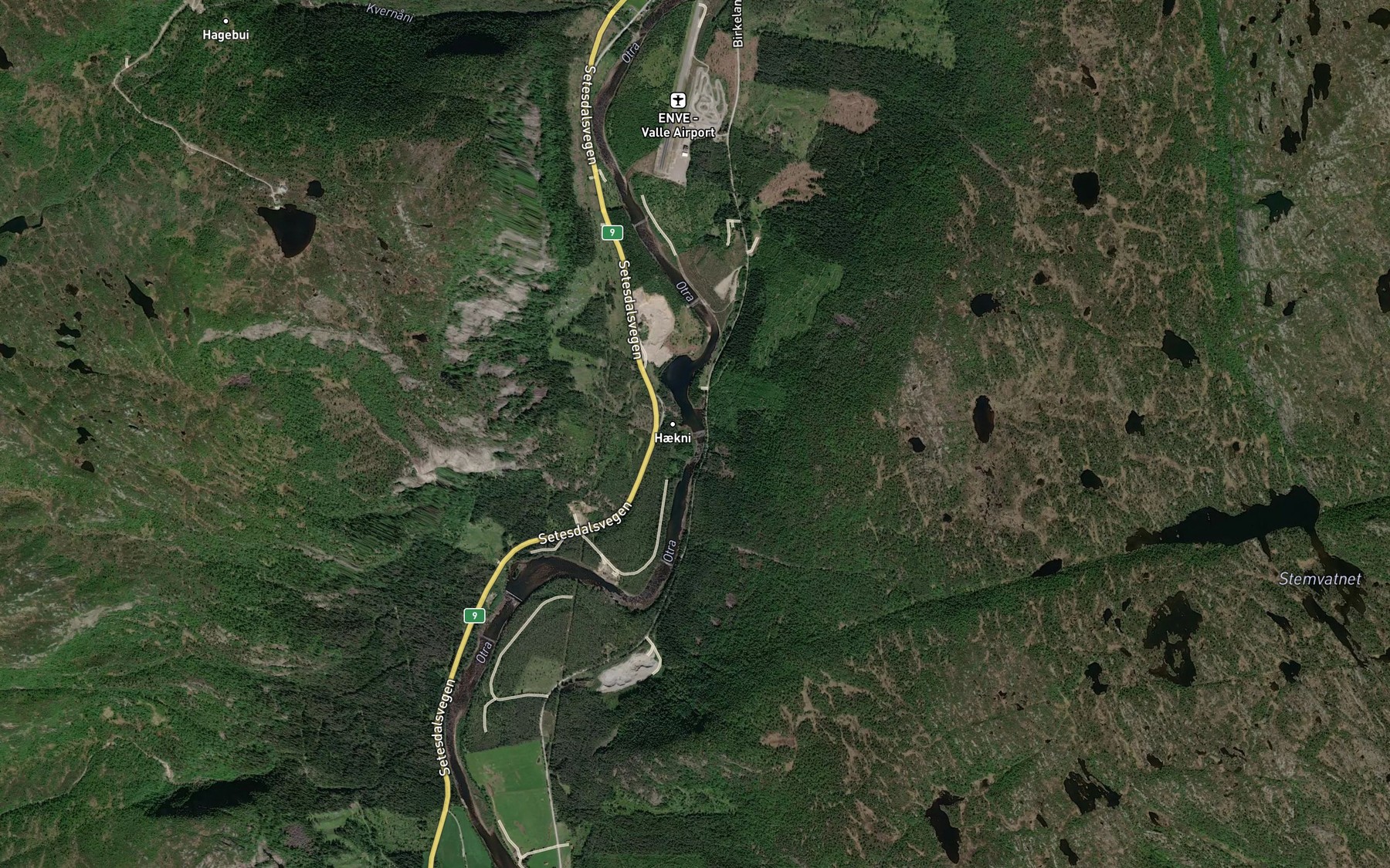 Satellite map of the Heknefossen