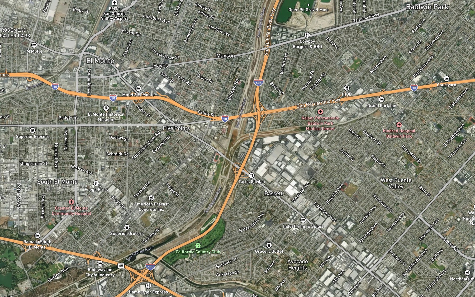 Satellite map of the Walnut Creek