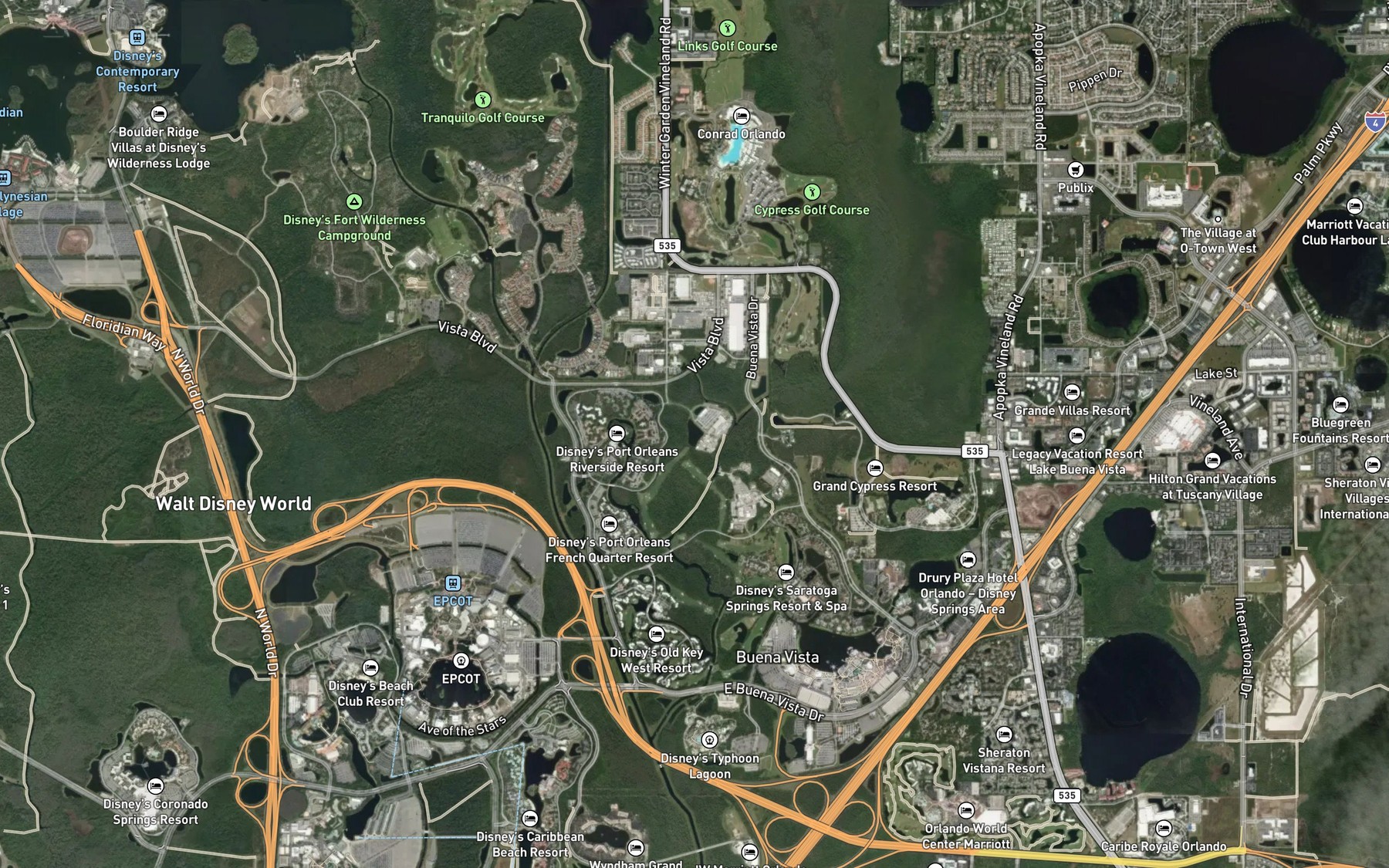 Satellite map of the Cypress Creek
