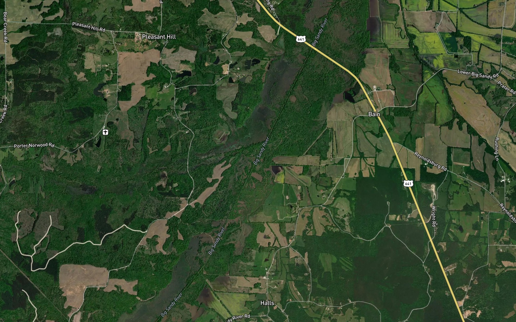 Satellite map of the Raccoon Branch