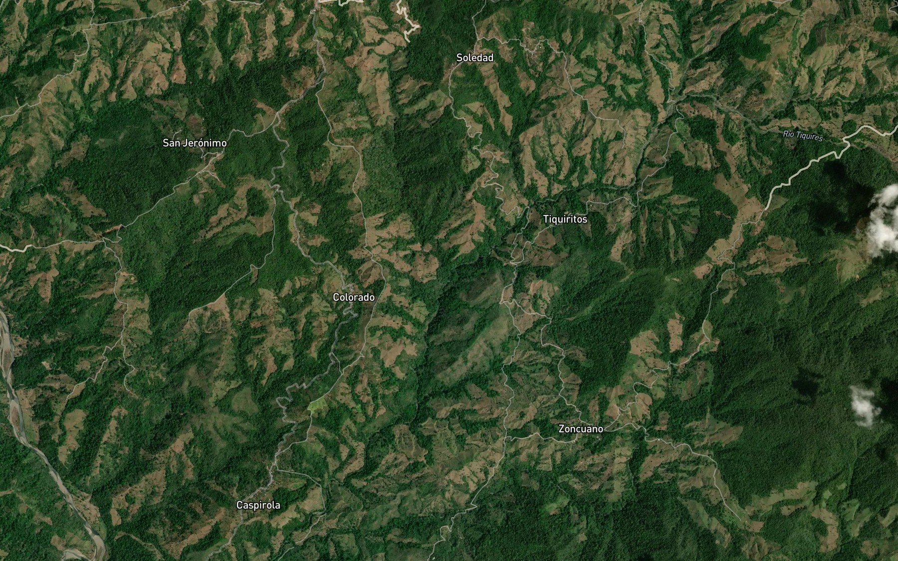 Satellite map of the Quebrada Juntas