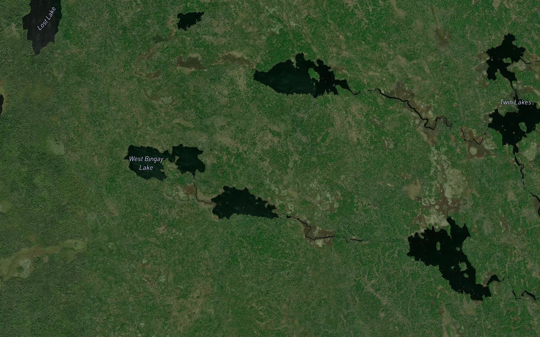 Satellite map of the Bingay Lakes