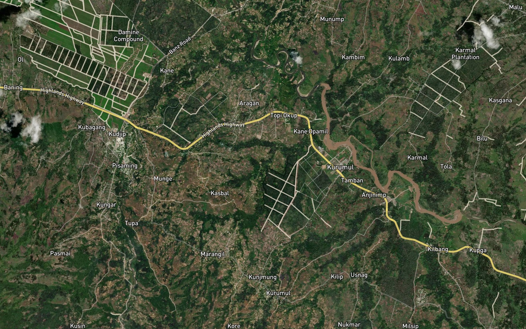 Satellite map of the Kayne Creek