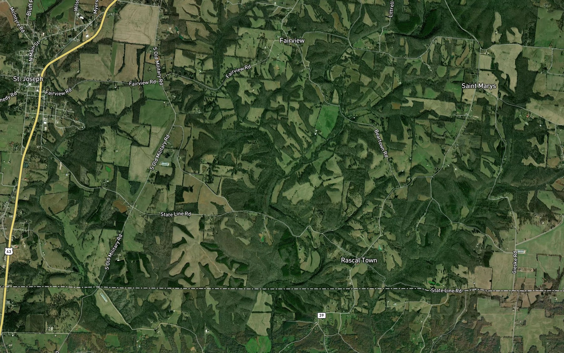 Satellite map of the Big Branch