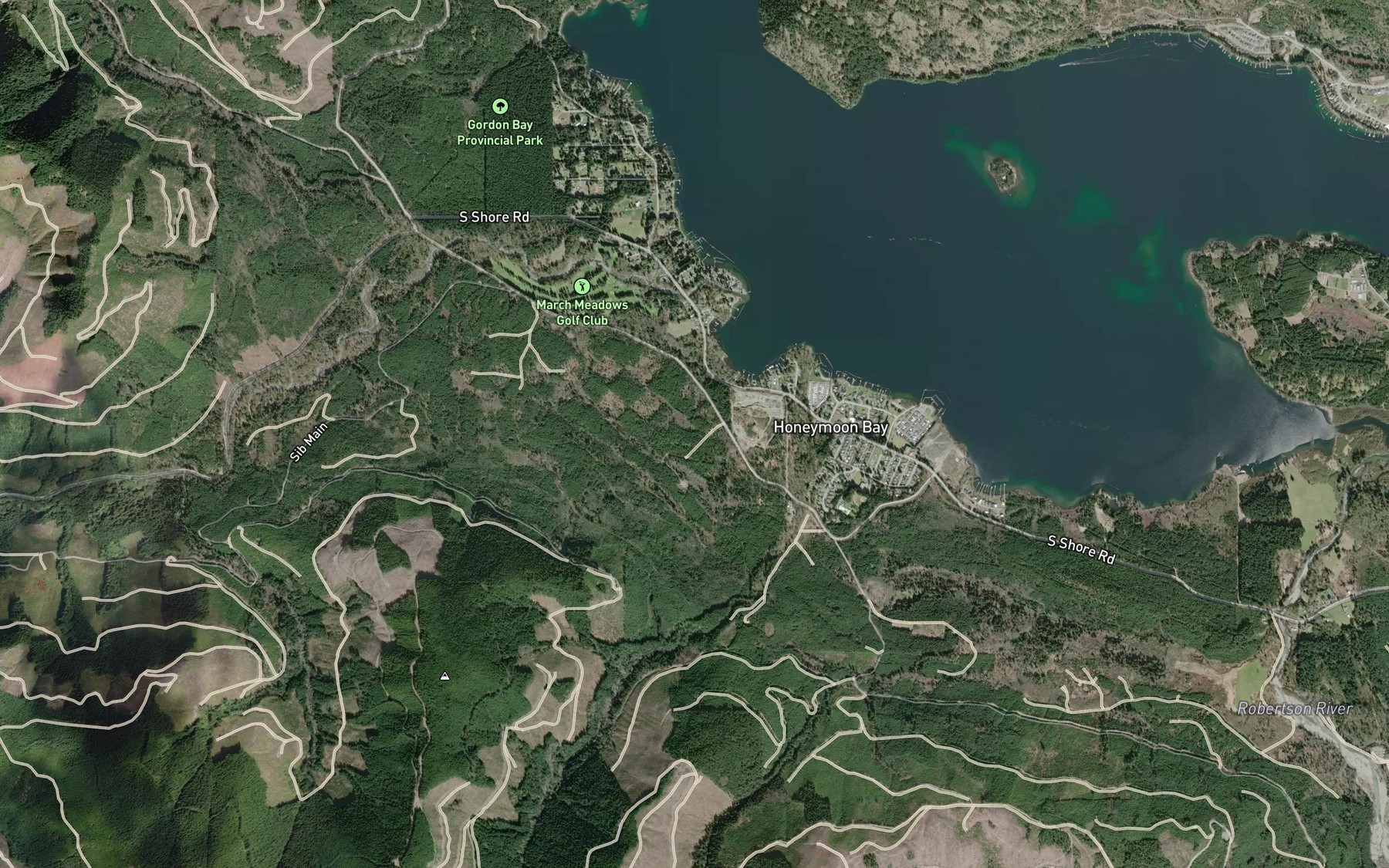 Satellite map of the Ashburnham Creek