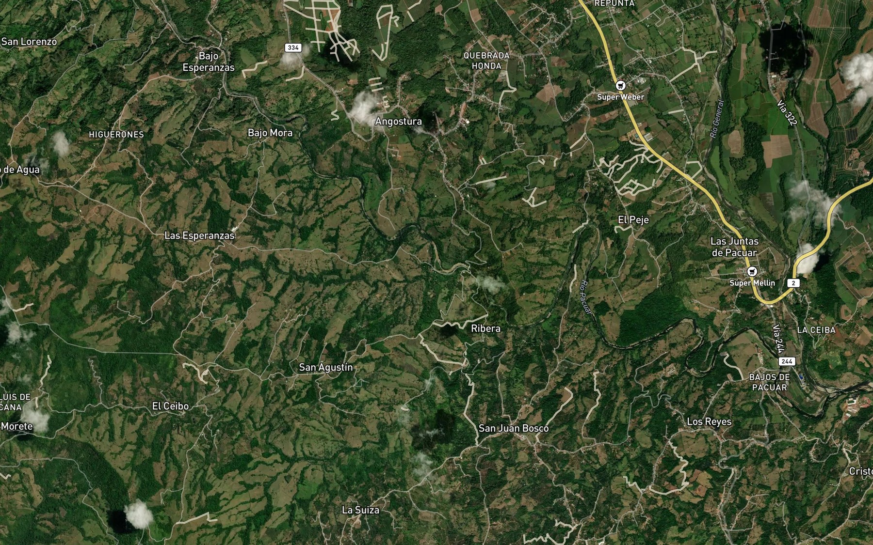 Satellite map of the Quebrada Esperanza