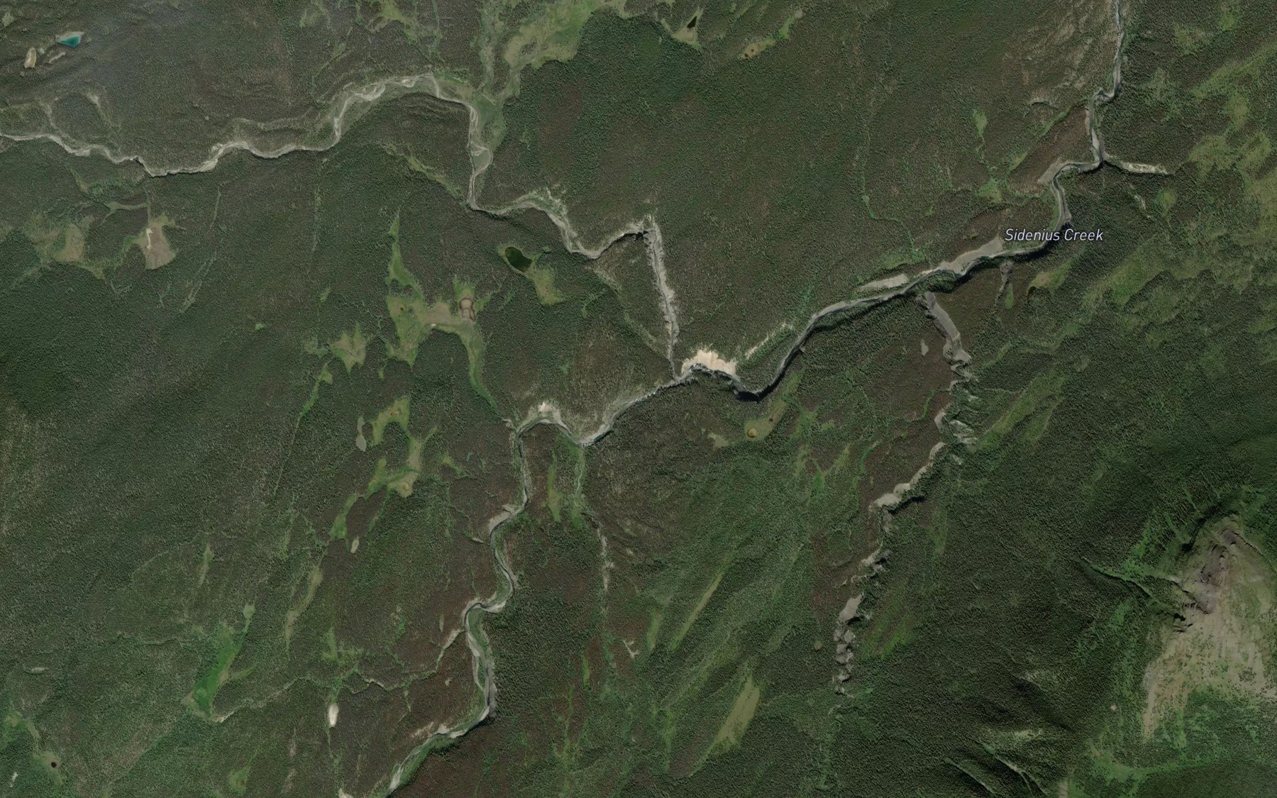 Satellite map of the Embree Creek