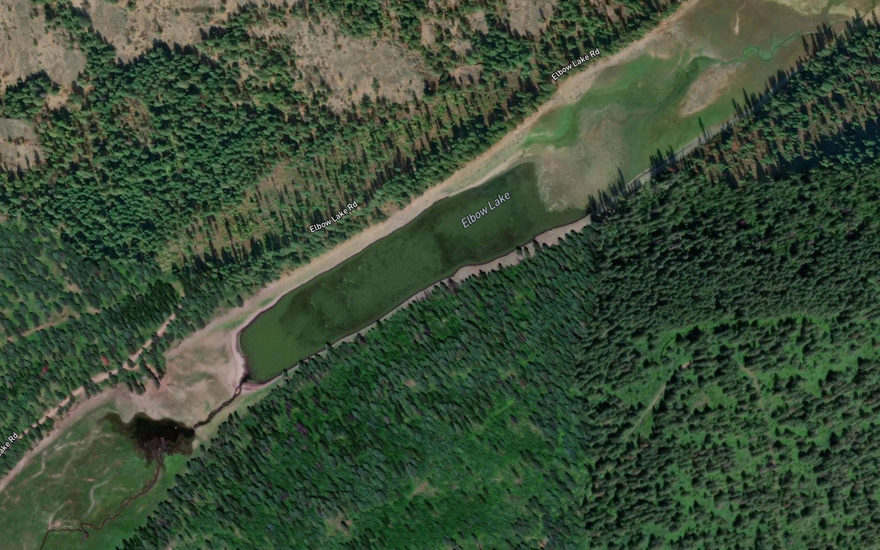 Satellite map of the Elbow Lake