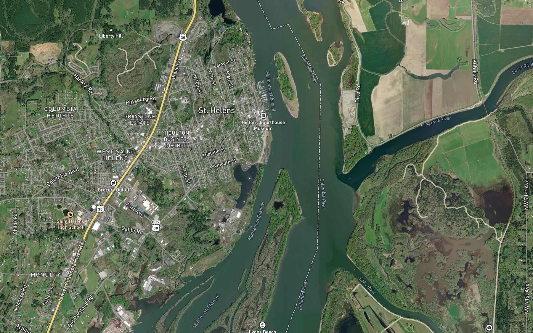 Satellite map of the Frogmore Slough