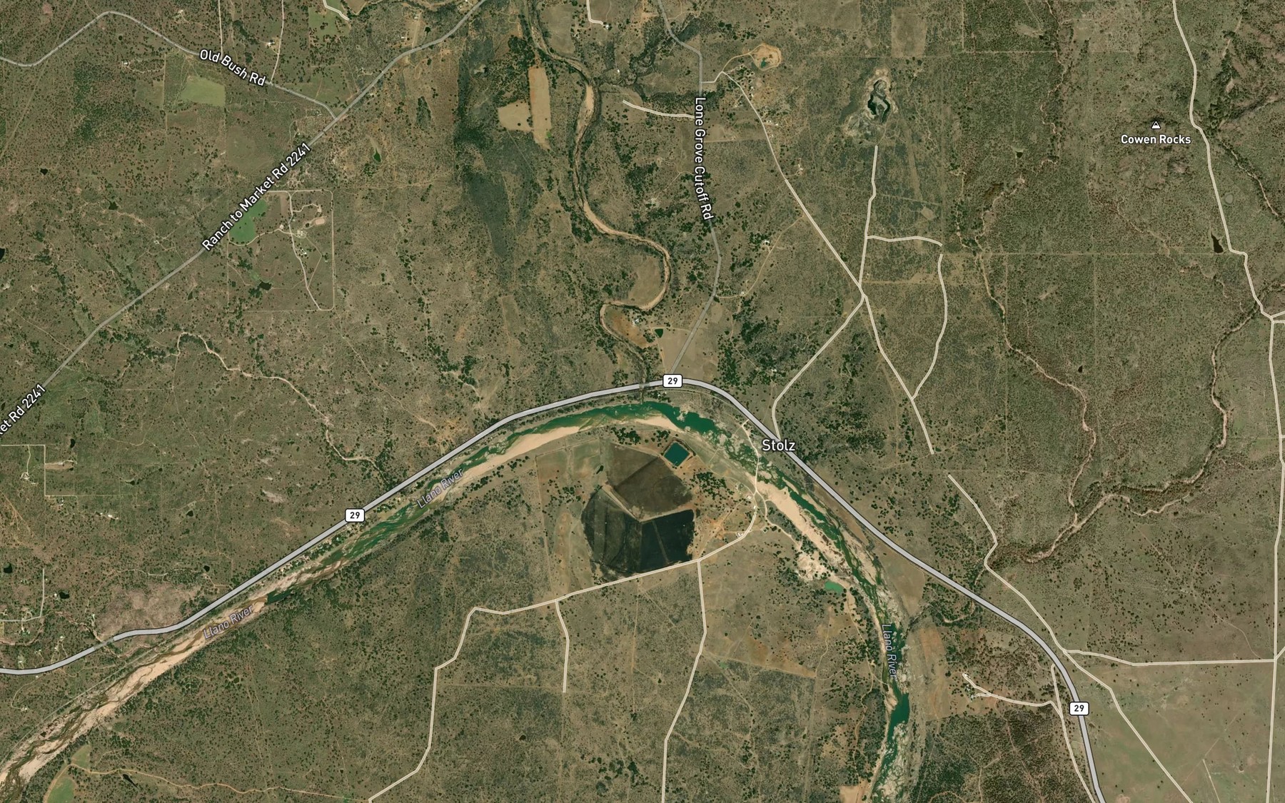 Satellite map of the Little Llano River
