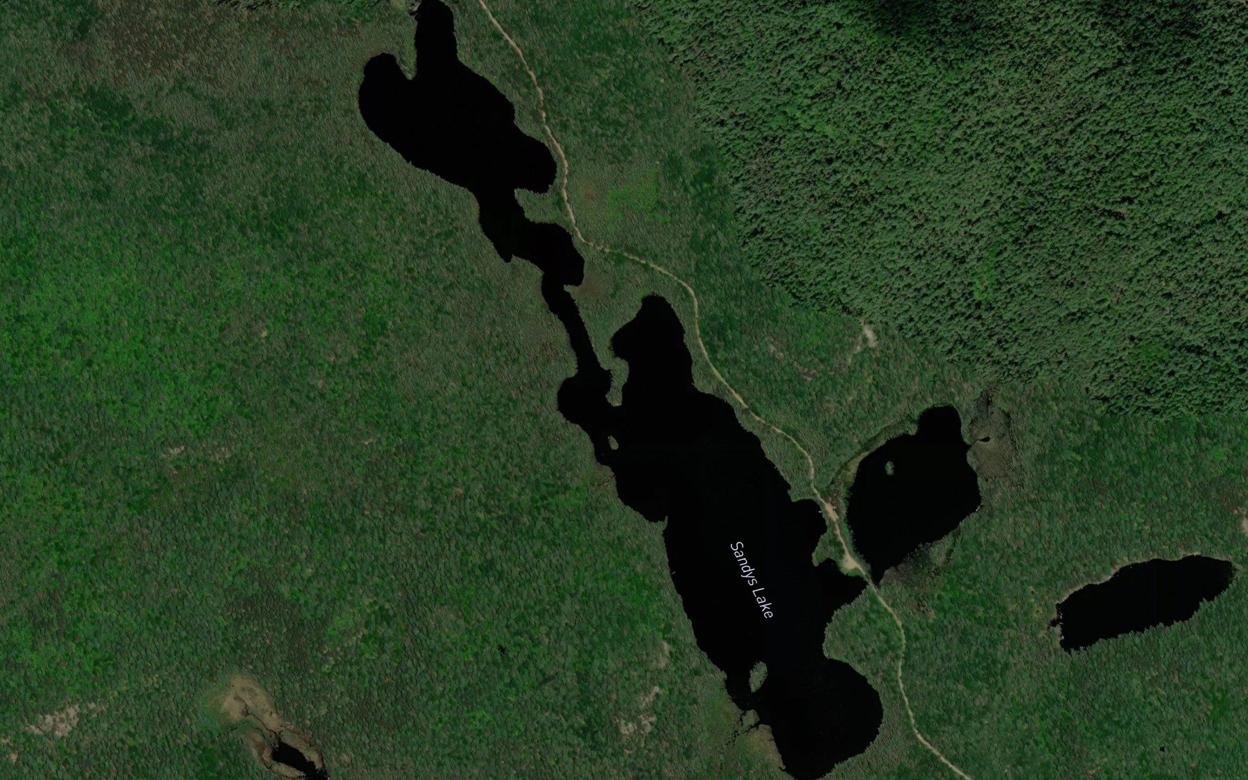 Satellite map of the Sandys Lake