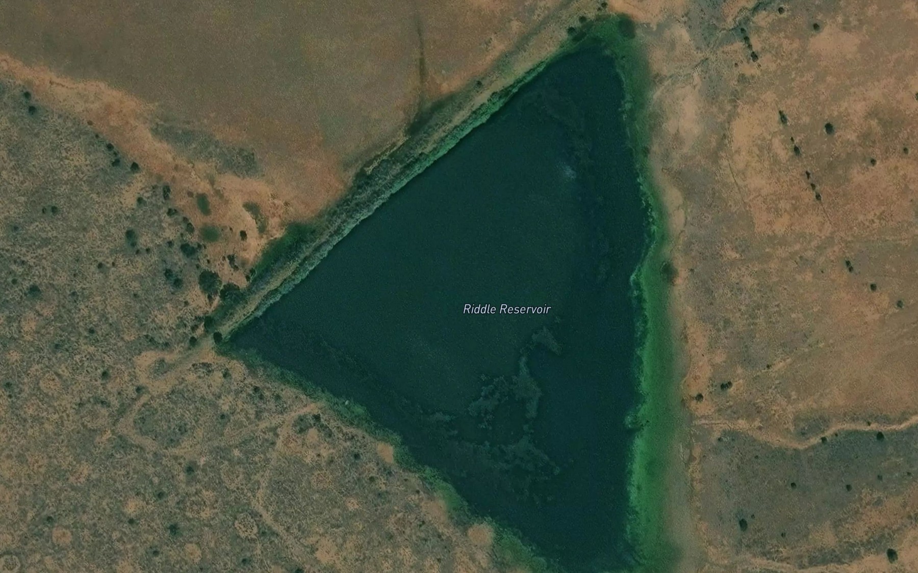 Satellite map of the Fred Riddles Reservoir