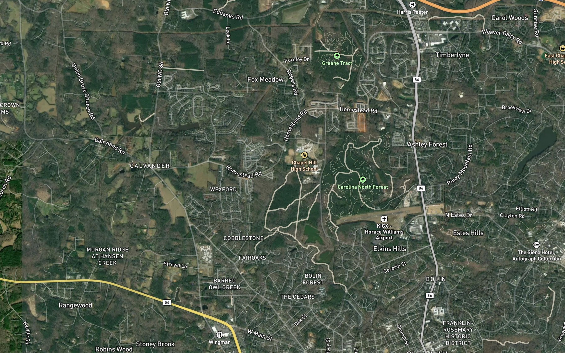 Satellite map of the Jolly Branch