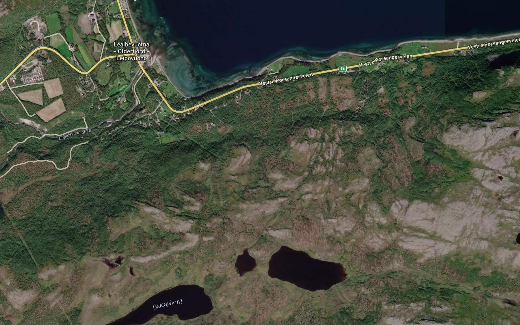 Satellite map of the Adjnjarjohka