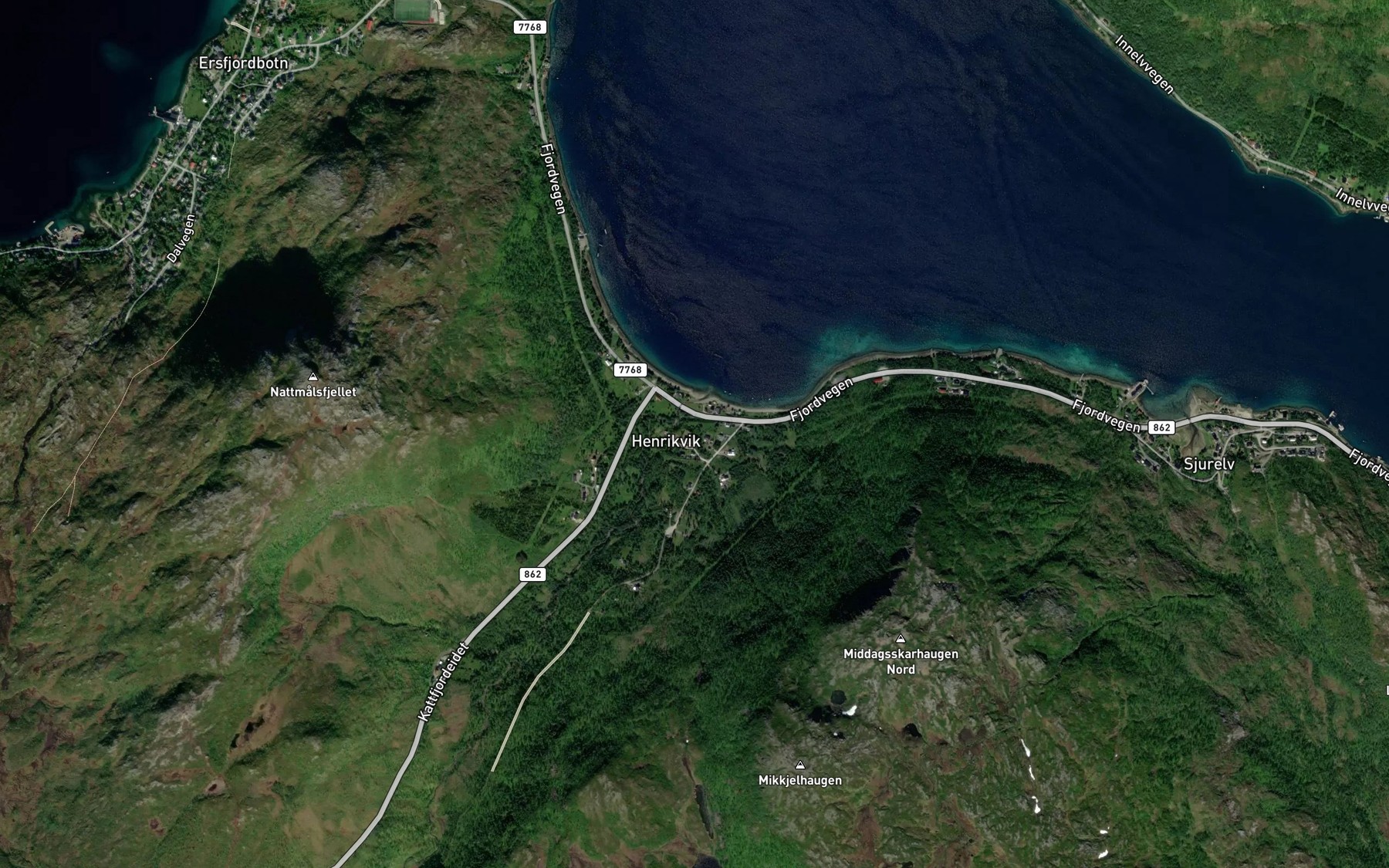 Satellite map of the Middagsskarelva